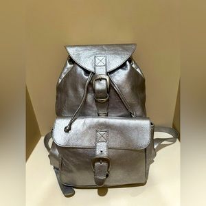 Versace Silver Leather Sun Backpack
